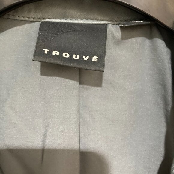 Women's Trouve Blue/Green Leather Studded Collar Leather Jacket - Picture 2 of 3